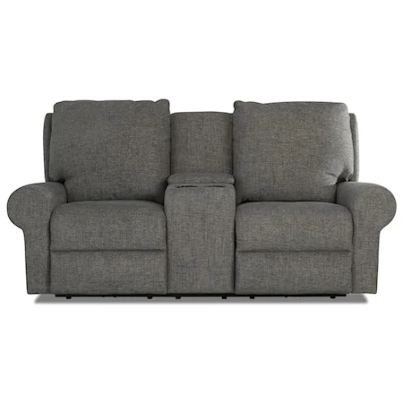 Casual Tailored Power Console Reclining Loveseat with Power Headrests/Lumbar and USB Ports